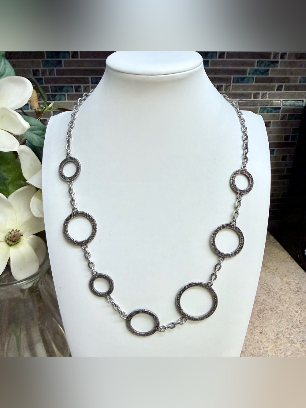 Brighton Townsend Antique Silver Circle Necklace